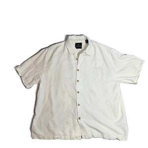 Jamaica Jaxx Men's XXL 100% Silk Cream Jacquard Short Sleeve Camp Shirt